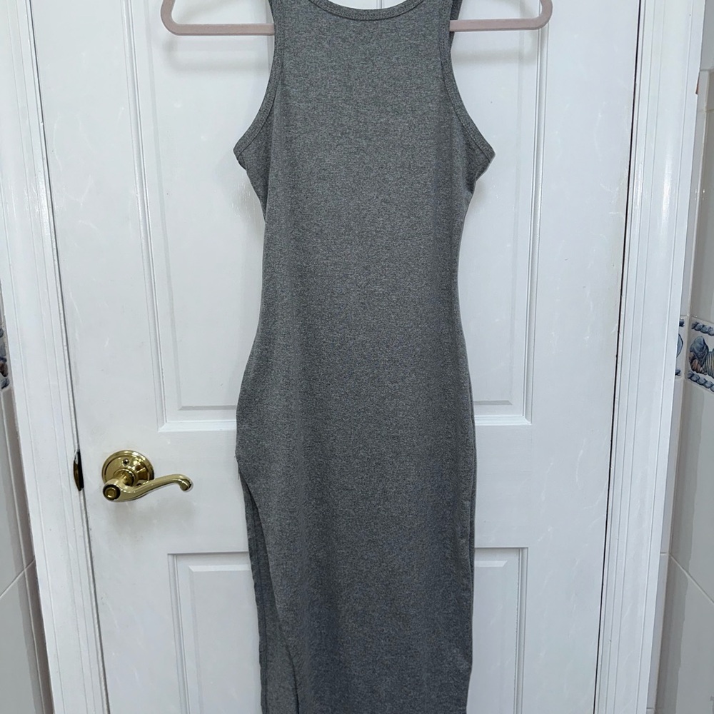 SHEIN Gray Halter Bodycon Cutout Midi Dress